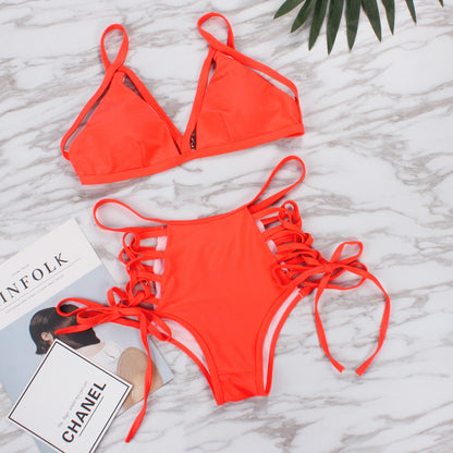 strap bikini split swimsuit