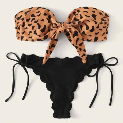 Leopard print split swimwear