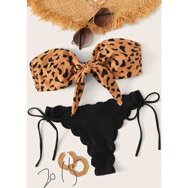 Leopard print split swimwear