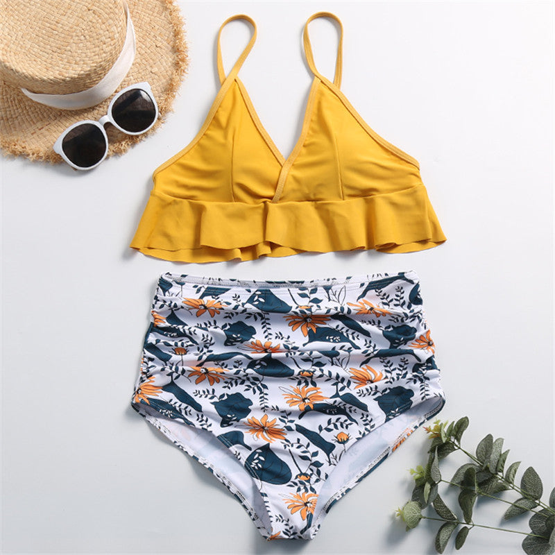 High-Waisted Ruffled Bikini
