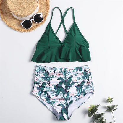 High-Waisted Ruffled Bikini