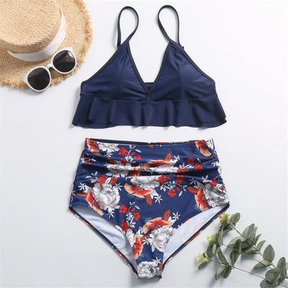High-Waisted Ruffled Bikini
