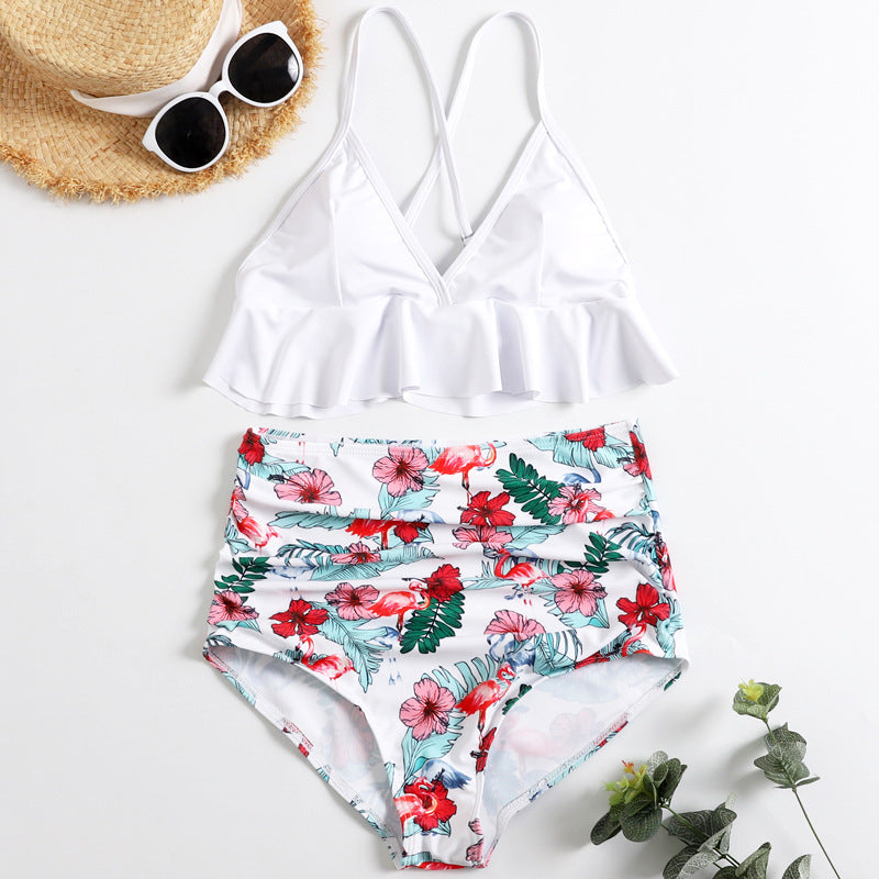 High-Waisted Ruffled Bikini