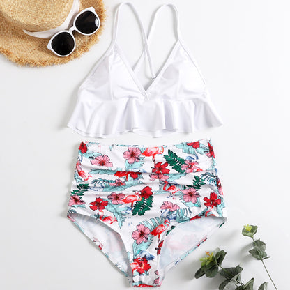 High-Waisted Ruffled Bikini