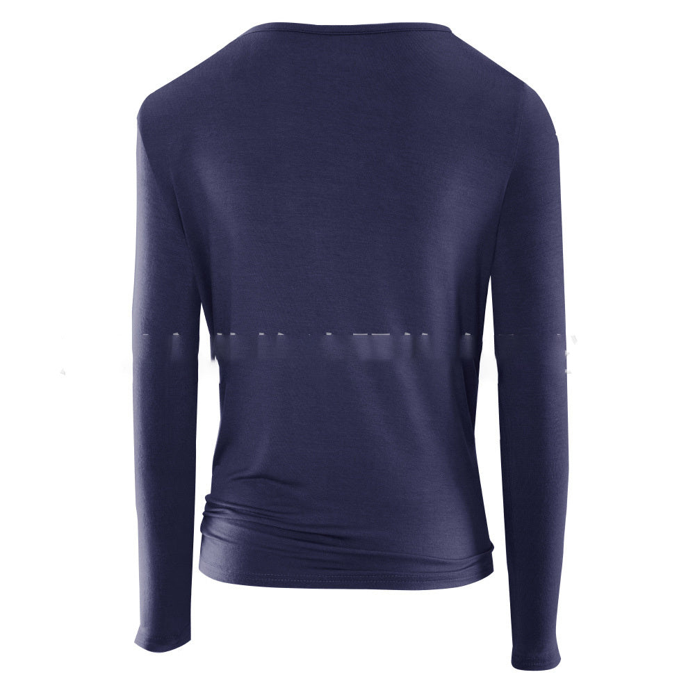 Nice-Forever Winter Women Pure Color Bandage Casual T-Shirts Loose Shift Female Tees Tops T057