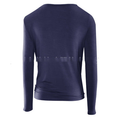 Nice-Forever Winter Women Pure Color Bandage Casual T-Shirts Loose Shift Female Tees Tops T057