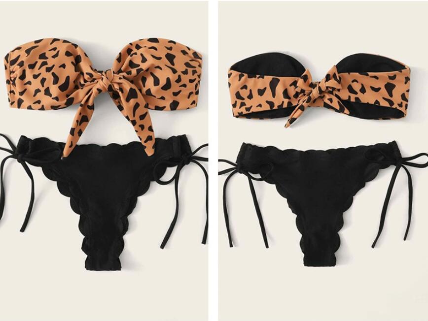 Leopard print split swimwear