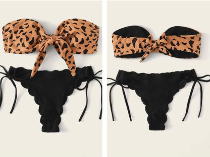 Leopard print split swimwear