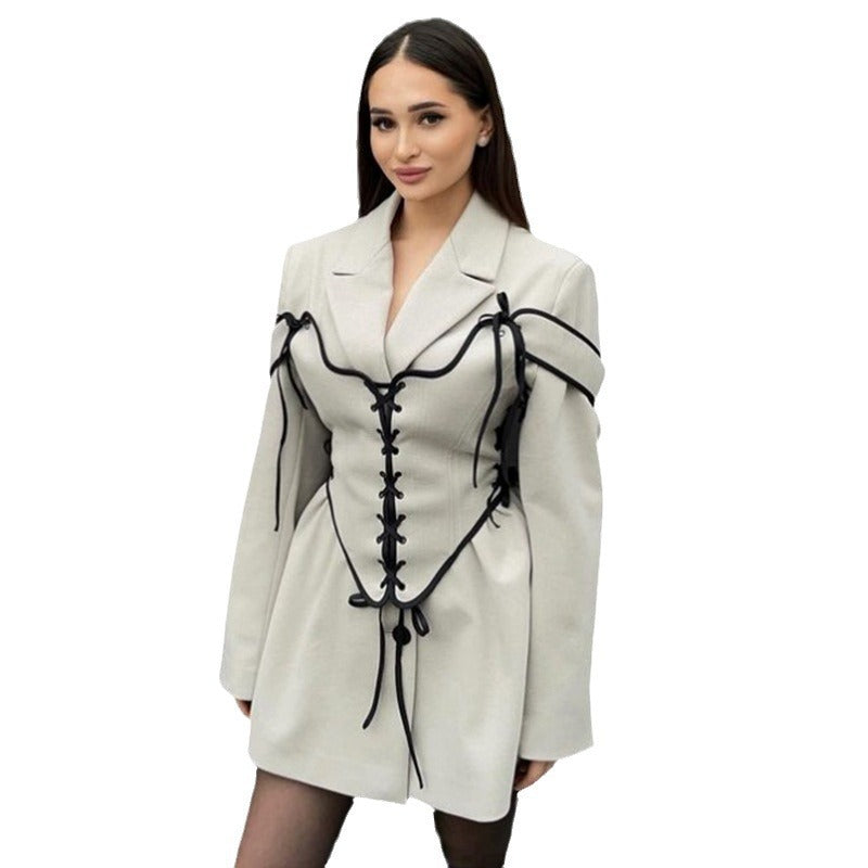 Women's Suit Collar Long-sleeved Woolen Coat