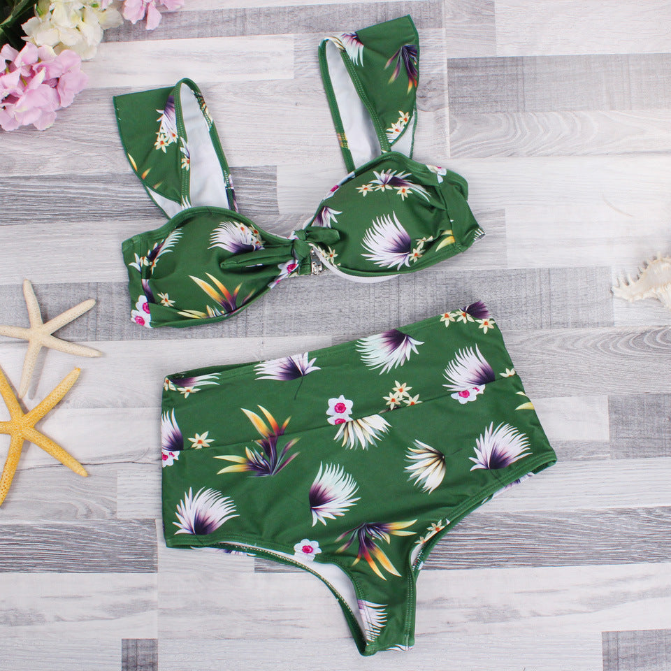 High-waisted printed bikini