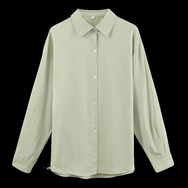 Sungtin  Female Green Blouse Shirts Social Oversized Office Lady Chiffon