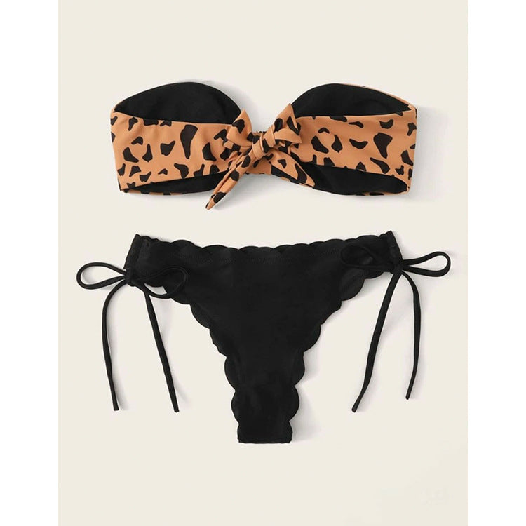 Leopard print split swimwear