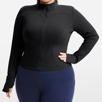 Large Size High Elastic Sports Sun Protection Jacket Long-sleeved Female Zipper Cardigan Jacket