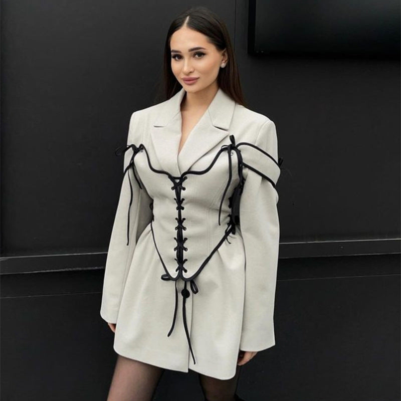 Women's Suit Collar Long-sleeved Woolen Coat