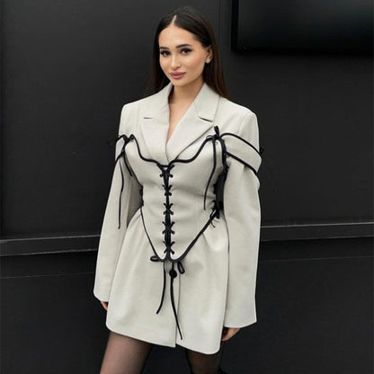 Women's Suit Collar Long-sleeved Woolen Coat