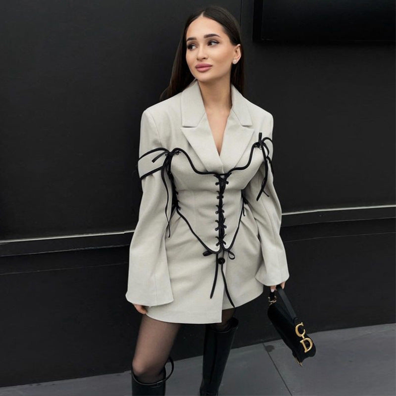 Women's Suit Collar Long-sleeved Woolen Coat