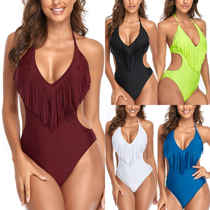 One Piece Tassel Swimsuit