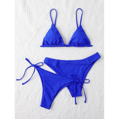 Explosive Bikini Solid Color Split Swimsuit Three-piece Set