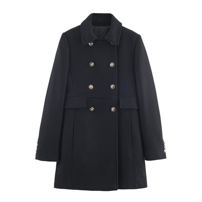 Autumn And Winter Double Breasted Mid Length Coat Jacket