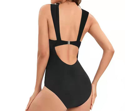 Black Slim One-piece Swimsuit