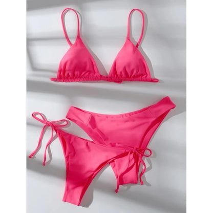 Explosive Bikini Solid Color Split Swimsuit Three-piece Set