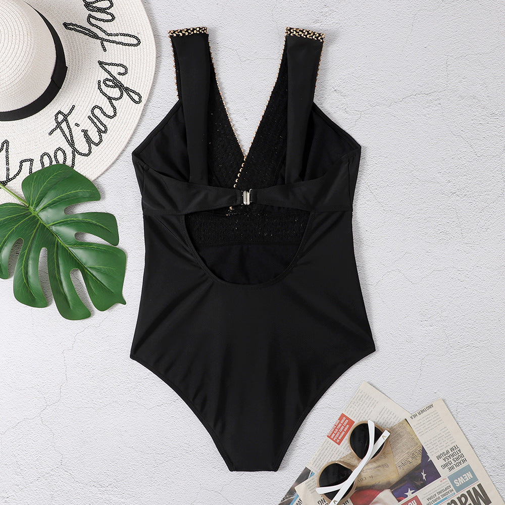 Black Slim One-piece Swimsuit
