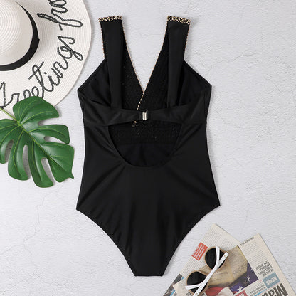 Black Slim One-piece Swimsuit