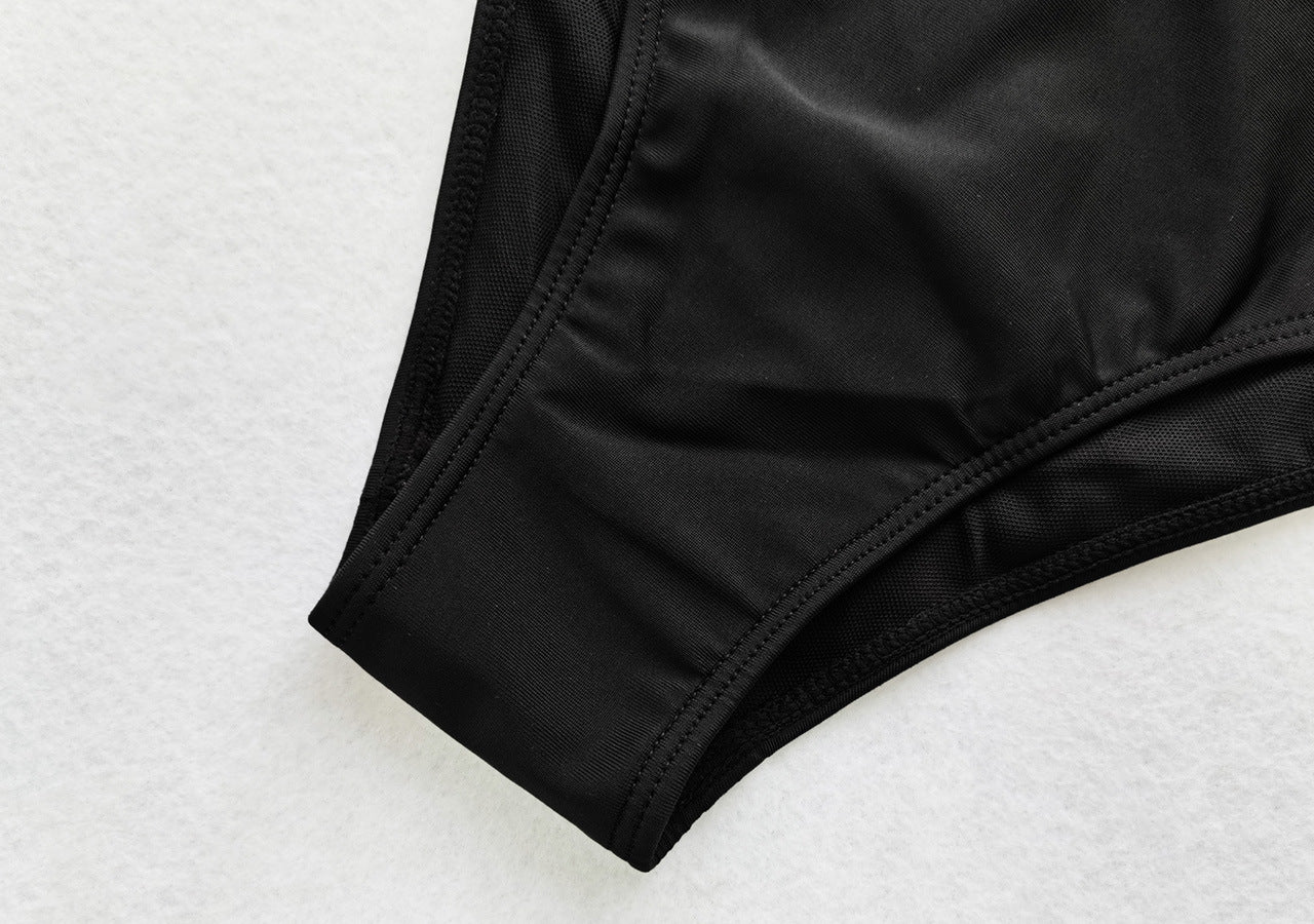 Black Navel Split Swimsuit